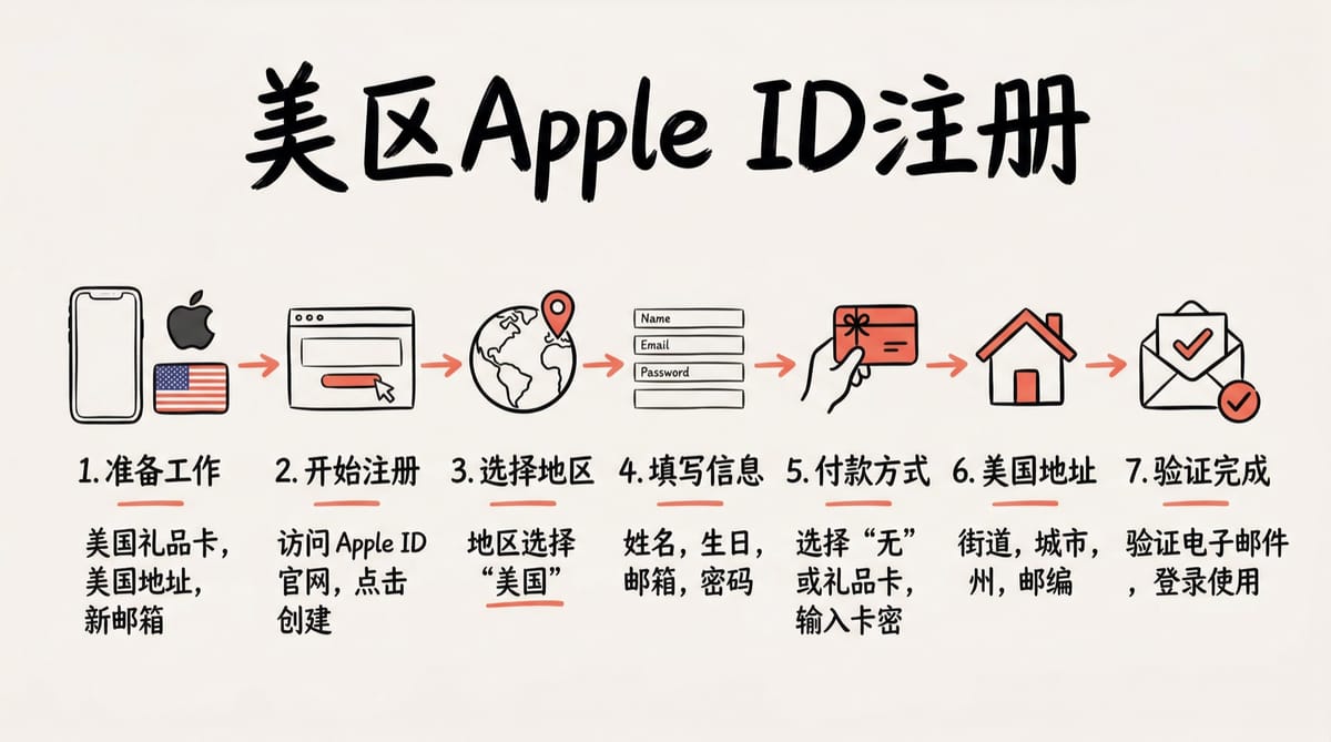 2026美区Apple ID注册教程：5分钟搞定，无需美国信用卡和IP