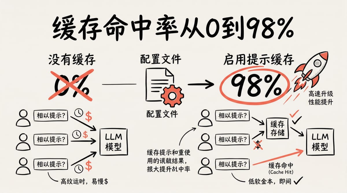 OpenClaw 缓存命中率从 0% 到 98%：一行配置的事